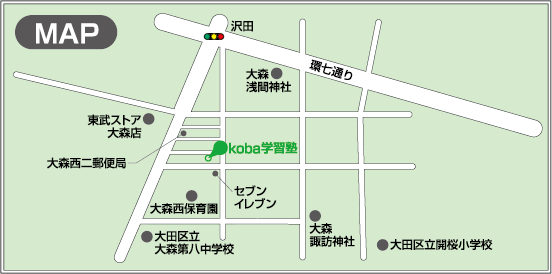 koba学習塾（こ～ば学習塾）のアクセスマップ